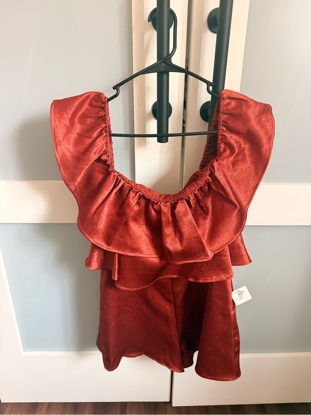 Storia off the shoulder formal romper